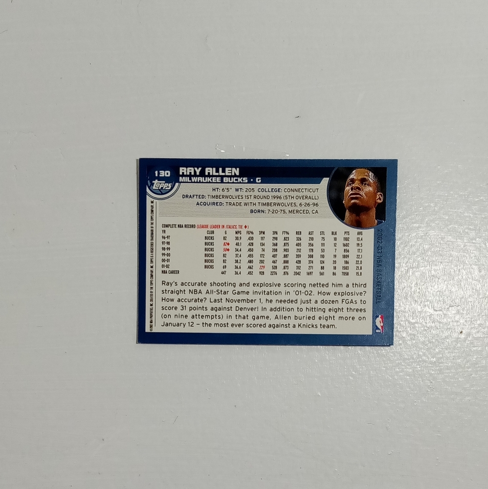 2002 Topps ray allen - Picture 3 of 3